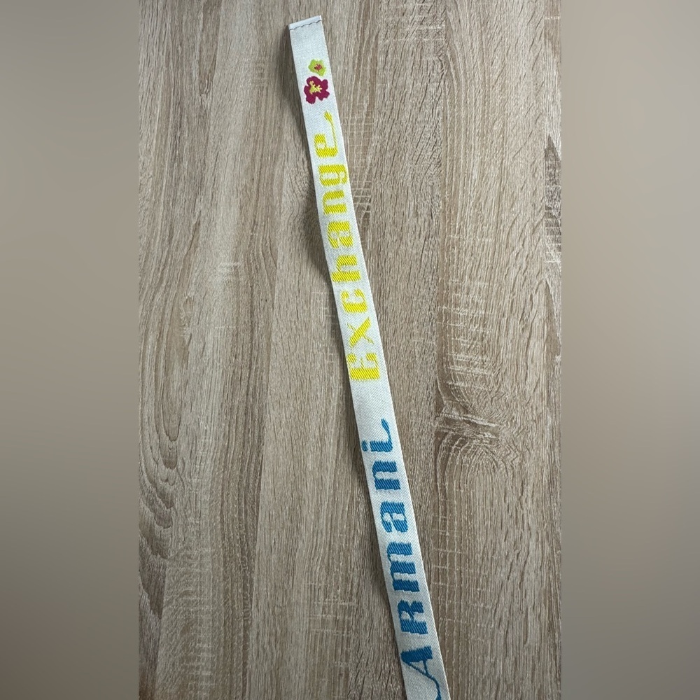 Armani Exchange Women M White Canvas Multicolor Belt - Picture 9 of 13
